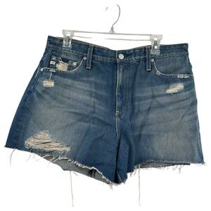 AG Adriano Goldschmied Women Alexxis Jean Shorts High Rise Size 32R Medium Wash